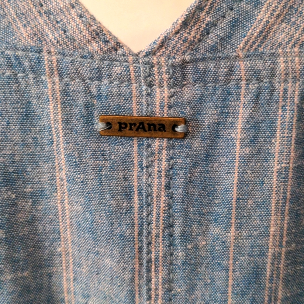 Prana Wayfarer's Romper Blue Stripe, sz Lg - Picture 7 of 10
